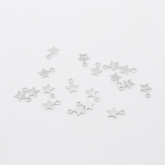 Imagen de Plata de Ley Colgantes Charms Plata Estrellas de cinco puntos 6mm x 5mm, 1 Gramo (Approx 17-18 PCs)