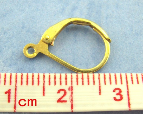 Immagine di Lega di Zinco Componente di Orecchino Ganci per Orecchini a Clip Oro Placcato 16mm x 10mm, 60 Pz                                                                                                                                                              