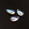 Picture of Glass AB Rainbow Color Aurora Borealis Beads Drop Transparent Clear About 15mm x 9mm, Hole: Approx 0.9mm, 50 PCs