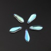 Picture of Glass AB Rainbow Color Aurora Borealis Beads Leaf Transparent Clear About 16mm x 6mm, Hole: Approx 1mm, 50 PCs