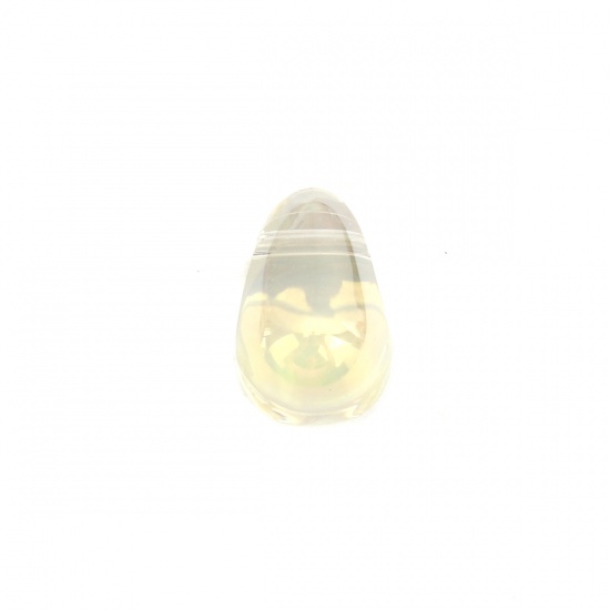 ガラス ビーズ 滴 ドロップ 淡黄色 メッキ 約 9mm x 6mm、 穴：約 0.8mm、 50 個 の画像