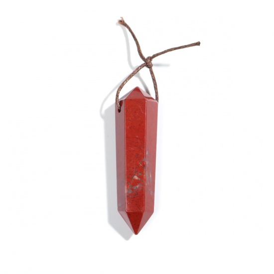 Image de Pendentifs en Pierre ( Naturel ) Crayon Rouge 5.3cm x 1.5cm - 4.8cm x 1.4cm, 1 Pièce