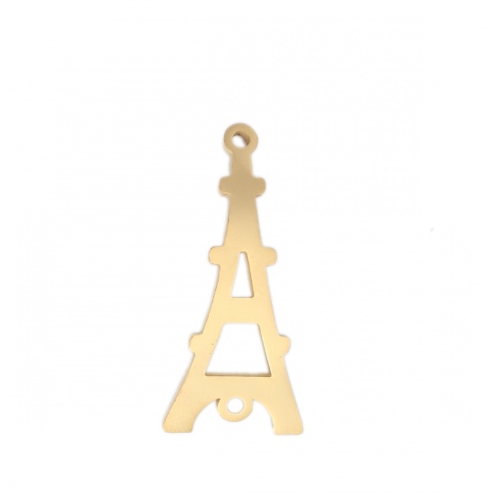 304ステンレス鋼 コネクター エッフェル塔 金メッキ 透かし 3.2cm x 1.5cm、 3 の画像