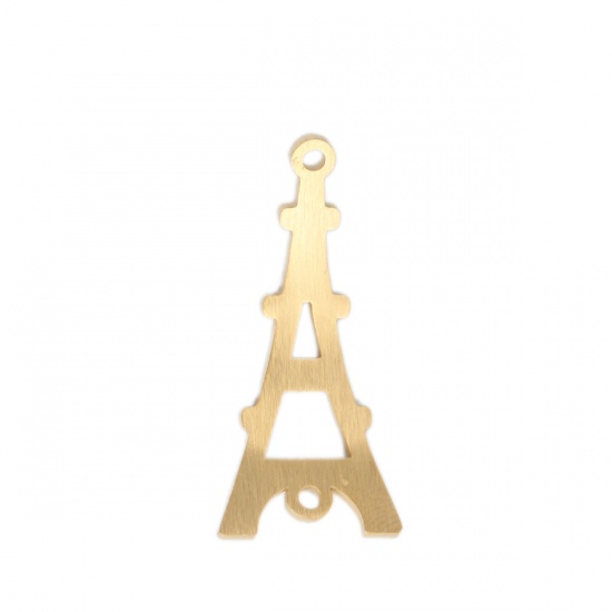 304ステンレス鋼 コネクター エッフェル塔 金メッキ 透かし 3.2cm x 1.5cm、 3 の画像