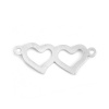 Picture of 304 Stainless Steel Connectors Heart Silver Tone Hollow 3.2cm x 1.2cm, 5 PCs