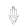 Picture of 304 Stainless Steel Connectors Hamsa Symbol Hand Silver Tone Star Of David Hexagram Hollow 23mm x 14mm, 5 PCs