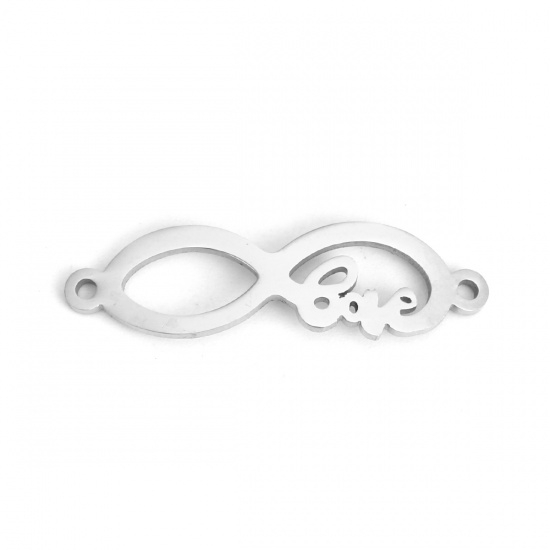 Immagine di 304 Acciaio Inossidabile Connettore Simbolo di Infinito Tono Argento Love Filigrana 3.2cm x 0.9cm, 5 Pz