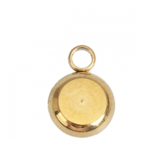 Picture of 304 Stainless Steel & Glass Charms Round Gold Plated Yellow Faceted 8mm x 6mm, 10 PCs