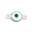Picture of 304 Stainless Steel Connectors Round Silver Tone White Evil Eye With Resin Cabochons 12mm x 7mm, 10 PCs