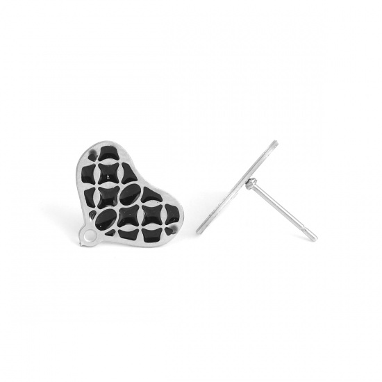 Immagine di 304 Acciaio Inossidabile Orecchini a Perno Cuore Tono Argento (Adatti W/ Loop 15mm x 12mm, Posta / Filo Dimensione: (20 misura), 6 Pz