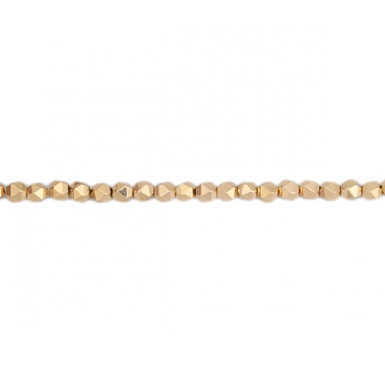 Image de (Classement B) Perles en Hématite （ Naturel ） Polygone Champagne Or 3mm x 3mm, Trou: env. 1mm, 40.5cm - 40cm long, 1 Enfilade (Env. 132 Pcs/Enfilade)