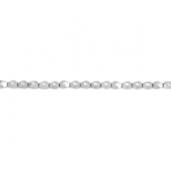 Picture of (Grade B) Hematite ( Natural ) Beads Oval Silver Faceted About 5mm x 4mm, Hole: Approx 1mm, 40.5cm(16") - 40cm(15 6/8") long, 1 Strand (Approx 81 PCs/Strand)