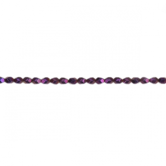 (グレードB) ヘマタイト ( 天然 ) ビーズ 楕円形 紫 ファセット・カット 約 5mm x 4mm、 穴: 約 1mm、 40.5cm - 40cm 長さ、 1 連 (約 81 粒/1連) の画像