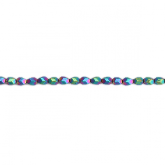 Bild von (Klasse B) Hämatit ( Natur ) Perlen Oval Bunt Facettiert ca. 5mm x 4mm, Loch:ca. 1mm, 40.5cm - 40cm lang, 1 Strang (ca. 81 Stück/Strang)