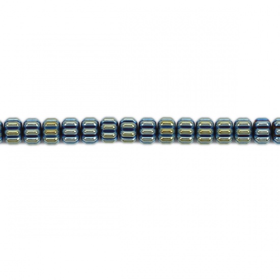 Image de (Classement B) Perles en Hématite （ Naturel ） Fleur Bleu 8mm x 8mm, Trou: env. 1mm, 41cm - 40cm long, 1 Enfilade (Env. 70 Pcs/Enfilade)