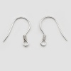 Picture of Sterling Silver Ear Wire Hooks Earring Findings Platinum Plated W/ Loop 15mm x 15mm, Post/ Wire Size: (22 gauge), 2 PCs