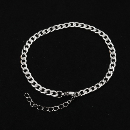 Bild von Großhandel 304 Edelstahl Fußketten, Silberfarbe Frauen Minimalistisch Geschenk Schmuckbedarf, 23cm lang, 1 Strang