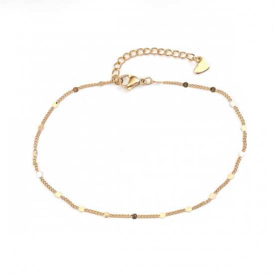 Picture of 1 Piece Vacuum Plating 304 Stainless Steel Anklet Gold Plated 22cm(8 5/8") long