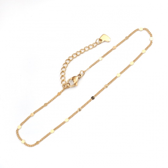 Picture of 304 Stainless Steel Anklet Gold Plated 22cm(8 5/8") long, 1 Piece