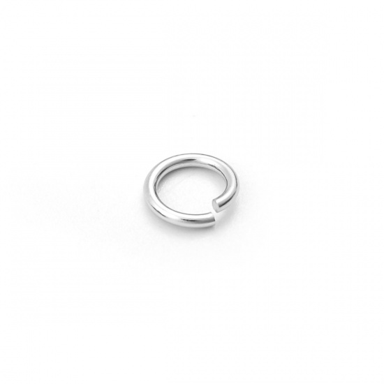 Picture of 1mm Sterling Silver Open Jump Rings Findings Round Platinum Plated 6mm Dia., 5 PCs