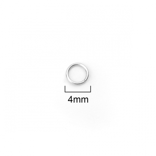 Immagine di 0.5mm Argento Sterling Aperto Stile Anello di Salto Tondo Platino Placcato 4mm Dia., 30 Pz