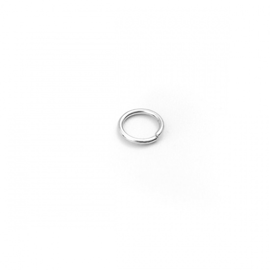 Picture of 0.5mm Sterling Silver Open Jump Rings Findings Round Platinum Plated 4mm Dia., 30 PCs