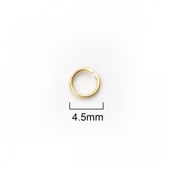 Immagine di 0.6mm Argento Sterling Aperto Stile Anello di Salto Tondo Oro Placcato 4.5mm Dia., 30 Pz