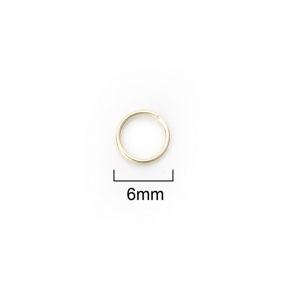Immagine di 0.6mm Argento Sterling Aperto Stile Anello di Salto Tondo Oro Placcato 6mm Dia., 20 Pz