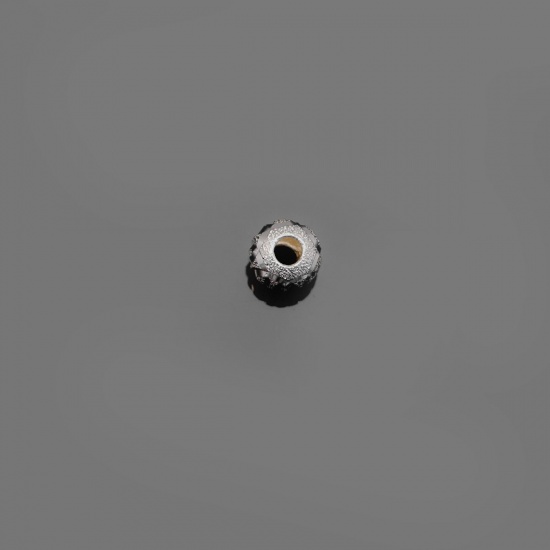 スターリングシルバー ビーズ 円形 シルバー 中空 4mm 直径 穴:約 2mm 、 5 個 の画像