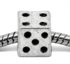 Picture of Zinc Based Alloy European Style Large Hole Charm Beads Antique Silver Color Dice 8.5mm x 8.5mm, Hole: Approx 5mm, 20 PCs