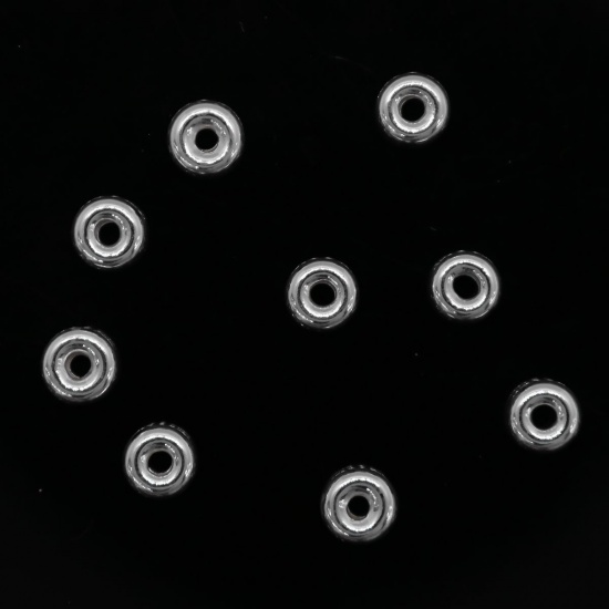 スターリングシルバー ビーズ 車輪 シルバー 4mm 直径 穴:約 1.5mm 、 10 個 の画像