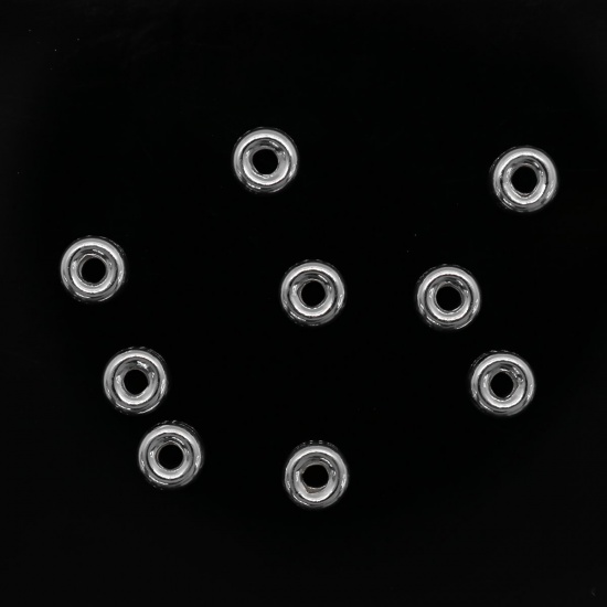 Picture of Sterling Silver Spacer Beads Wheel Silver About 5mm Dia., Hole:Approx 1.8mm, 10 PCs