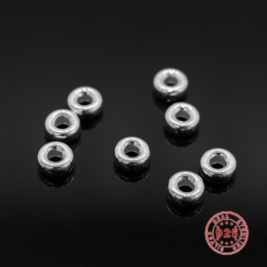 Picture of Sterling Silver Spacer Beads Wheel Silver About 6mm Dia., Hole:Approx 2.3mm, 5 PCs