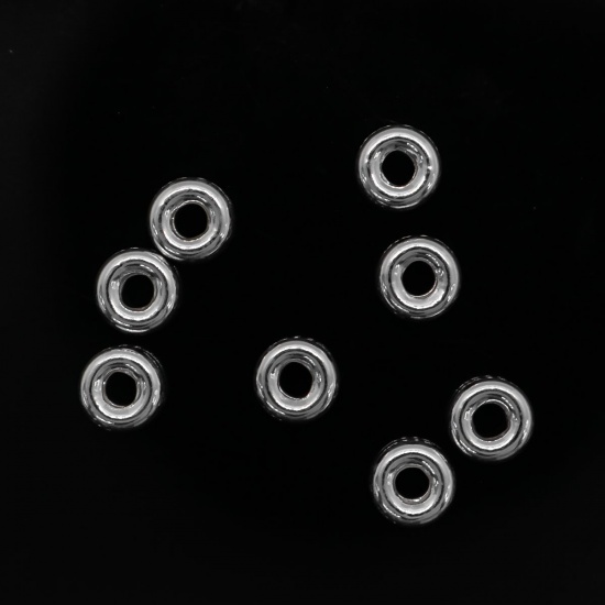 スターリングシルバー ビーズ 車輪 シルバー 6mm 直径 穴:約 2.3mm 、 5 個 の画像