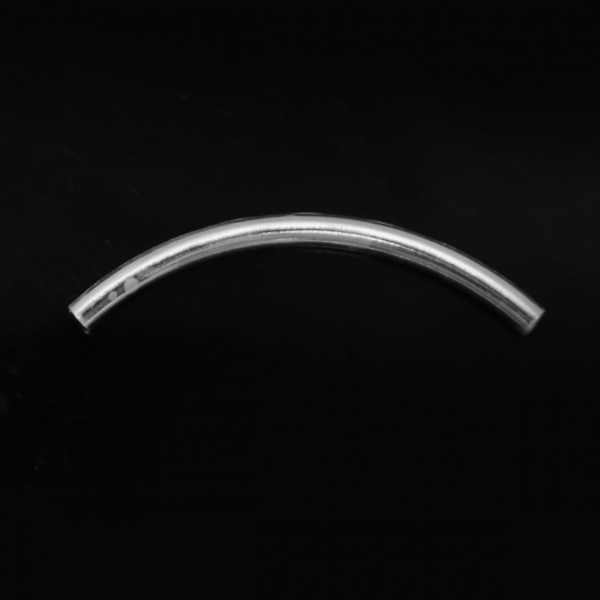 Picture of Sterling Silver Spacer Beads Curved Tube Silver 45mm x 3mm, Hole:Approx 2.5mm, 1 Piece