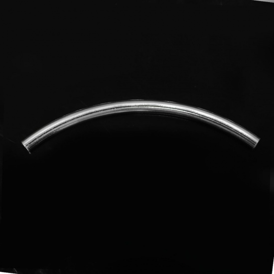 Picture of Sterling Silver Spacer Beads Curved Tube Silver 50mm x 3mm, Hole:Approx 2.5mm, 1 Piece