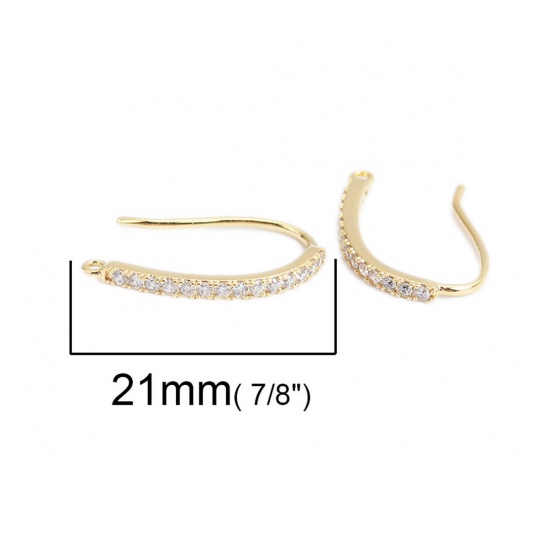 Picture of Brass Earrings 18K Real Gold Plated Drop W/ Loop 21mm x 12mm, Post/ Wire Size: (18 gauge), 4 PCs                                                                                                                                                              