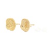 Picture of Brass Ear Post Stud Earrings 18K Real Gold Plated Flower W/ Loop 13mm x 12mm, Post/ Wire Size: (19 gauge), 8 PCs