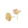 Picture of Brass Ear Post Stud Earrings 18K Real Gold Plated Flower W/ Loop 13mm x 12mm, Post/ Wire Size: (19 gauge), 8 PCs