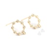 Picture of Brass Ear Post Stud Earrings 18K Real Gold Plated Circle Ring W/ Loop Clear Rhinestone 14mm x 13mm, Post/ Wire Size: (21 gauge), 4 PCs