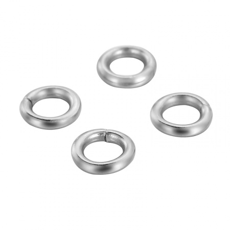 Immagine di 500 Pz 5mm Dia, 1mm(18 misura) Acciaio Inossidabile Aperto Stile Anello di Salto Tono Argento Tondo