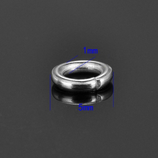 Immagine di 1mm Acciaio Inossidabile Aperto Stile Anello di Salto Tondo Tono Argento 5mm Dia., 500 Pz
