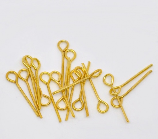 Picture of Alloy Eye Pins Gold Plated 22mm( 7/8") long, 0.7mm (21 gauge), 700 PCs