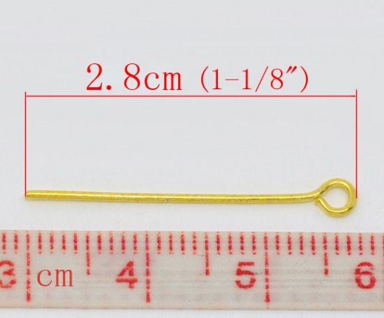 Immagine di Lega di Ferro OcchiSpilli Oro Placcato lunghezza:28.0mm 0.7mm (misura), 500 Pz