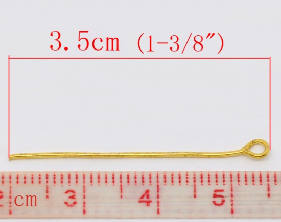 Immagine di Lega di Ferro OcchiSpilli Oro Placcato lunghezza:3.5cm 0.7mm (misura), 400 Pz