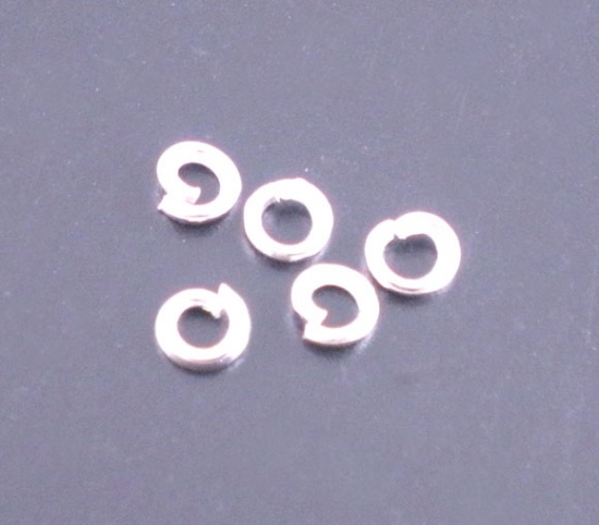 Picture of 0.5mm Iron Based Alloy Open Jump Rings Findings Round Silver Plated 3mm Dia, 4000 PCs