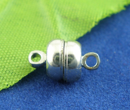 Picture of Magnetic Hematite Magnetic Clasps Ball Silver Tone 11mm, 30 Sets