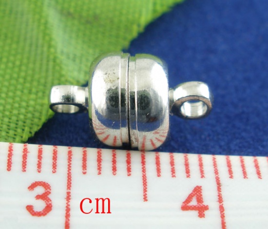 Picture of Magnetic Hematite Magnetic Clasps Ball Silver Tone 11mm, 30 Sets