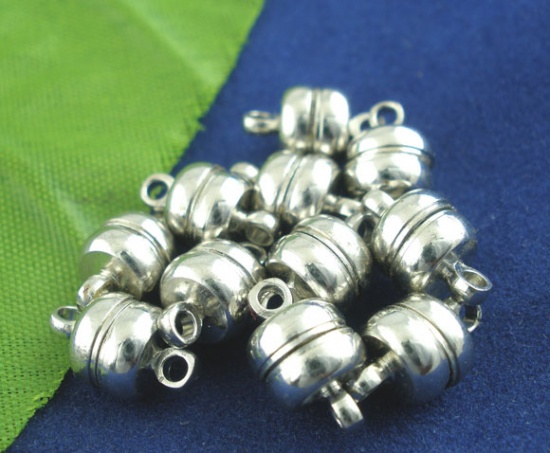 Picture of Magnetic Hematite Magnetic Clasps Ball Silver Tone 11mm, 30 Sets