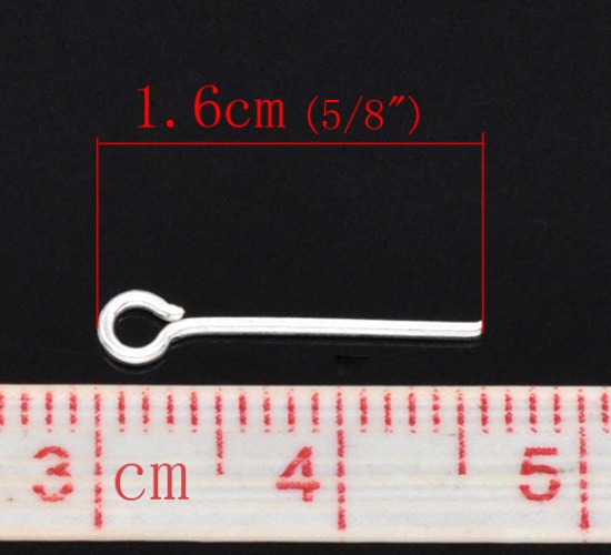 Picture of Alloy Eye Pins Silver Plated 16mm( 5/8") long, 0.7mm (21 gauge), 900 PCs